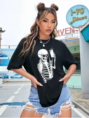 Baskılı   T-shirt - Siyah -