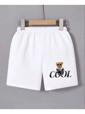 Beli Lastikli Baskılı Mini Şort - Beyaz -