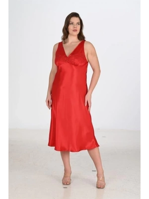 Bicomi 2li Kırmızı Sabahlık Takımı Bigsize 6226
