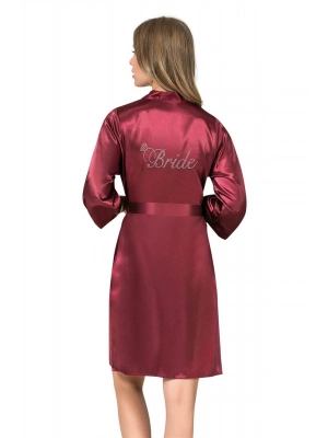 Bicomi Bordo Kısa Saten Bride Sabahlık