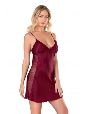Bicomi Bordo Kısa Saten Gecelik 8105