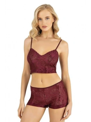 Bicomi Bordo Saten Şort Takımı 9219