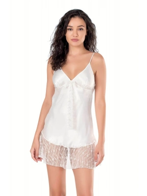 Bicomi Ekru Kısa Saten Gecelik