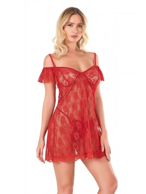 Bicomi Kırmızı Kısa Tül Gecelik