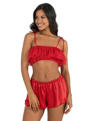 Bicomi Kırmızı Saten Şort Takımı 9206