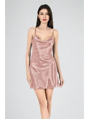 Bicomi Kısa Gecelik Degaje Yaka Vizon 7740