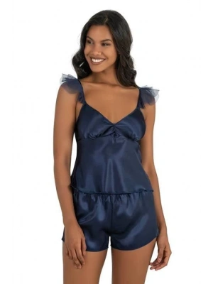 Bicomi Lacivert Saten Şort Takımı 9212