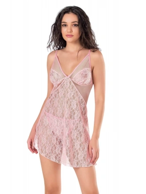 Bicomi Pembe Kısa Tül Gecelik