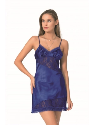 Bicomi Saks Kısa Saten Gecelik