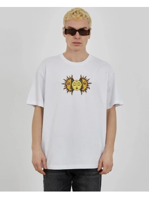 Bisiklet Yaka Baskılı Oversize T-Shirt - Beyaz -