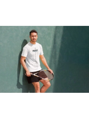 Bisiklet Yaka Baskılı Oversize T-Shirt - Beyaz -