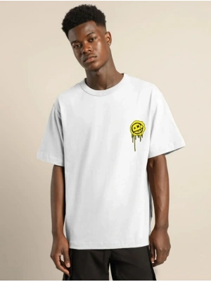 Bisiklet Yaka Baskılı Oversize T-Shirt - Beyaz -