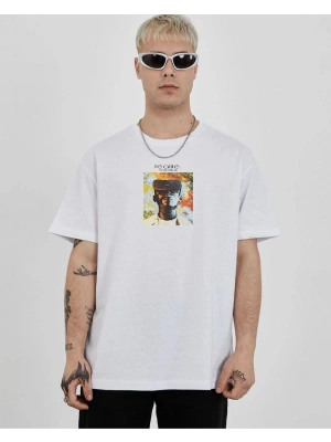 Bisiklet Yaka Baskılı Oversize T-Shirt - Beyaz