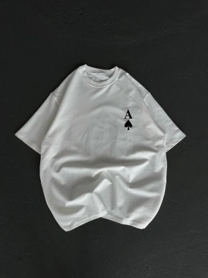 Bisiklet Yaka Baskılı Oversize T-Shirt - Beyaz -