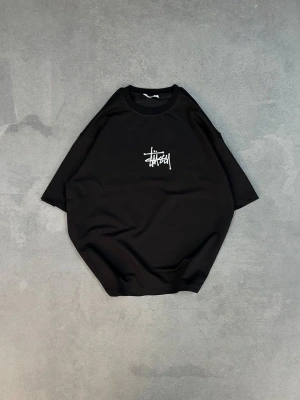 Bisiklet Yaka Baskılı Oversize T-Shirt - Siyah -