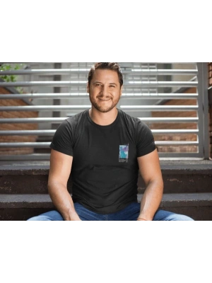 Bisiklet Yaka Baskılı Oversize T-Shirt - Siyah -