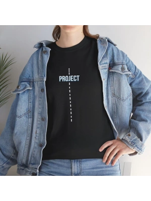 Bisiklet Yaka Baskılı T-Shirt - Siyah -