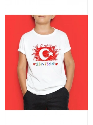 Çocuk Baskılı T-Shirt - Beyaz