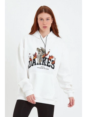 DANKES Baskılı Kapüşonlu Sweat - Beyaz -
