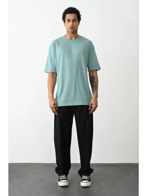 Erkek düz Basic Bisiklet Yaka Kısa kol T-Shirt - Açık Mavi