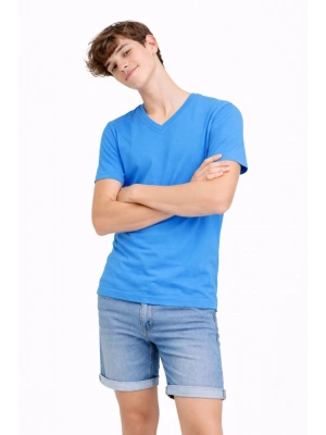 Genç Erkek Çocuk V Yaka Tişört Model - Açık Mavi