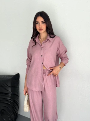 Gömlek Pantolon ikili Takım - Toz Pembe -