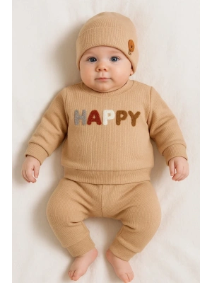 Happy Nakışlı 2li Pamuklu Erkek Bebek Takım