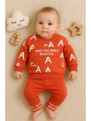 Harf Baskılı 2li % 100 Pamuk Erkek Bebek Takımı