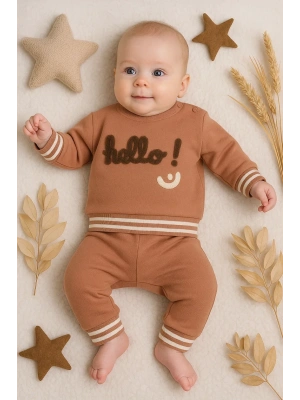 Hello Nakışlı % 100 Pamuk 2li Erkek Bebek Takım