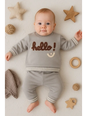 Hello Nakışlı % 100 Pamuk 2li Erkek Bebek Takım
