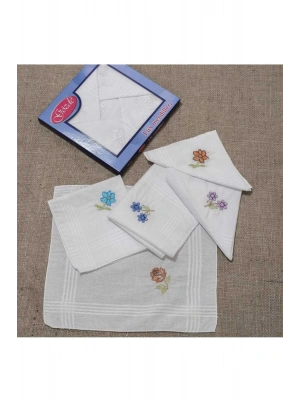 İşlemeli Bayan Mendili 12 Adet 28x28 cm 100 Pamuk