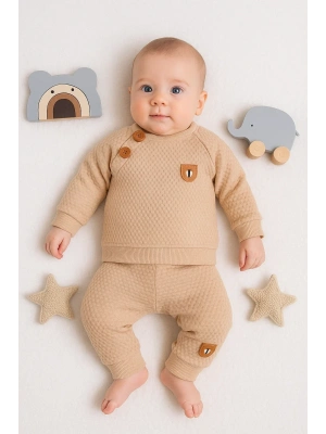 Jakarlı Omuzdan Düğmeli 2li Erkek Bebek Takımı