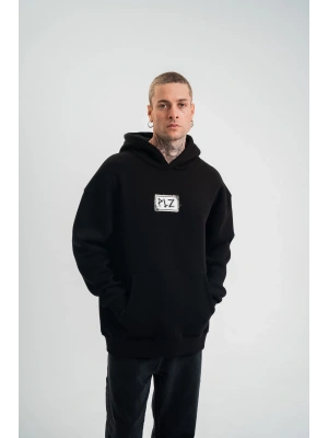 Kapşonlu Uzun Kol Patchli Nakışlı SweatShirt - Siyah