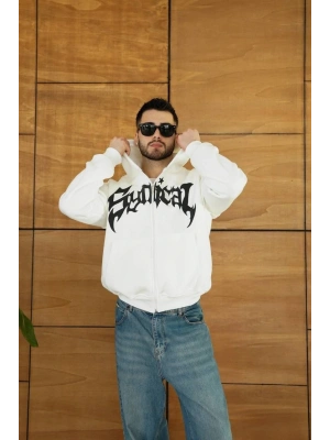 Kapüşonlu Sweatshirt Hoodie - Beyaz