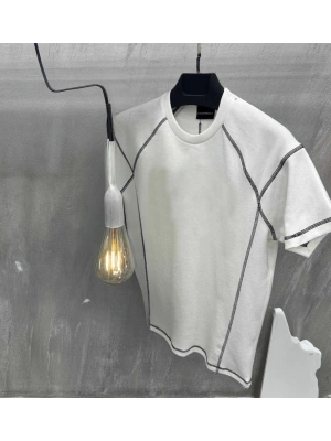 Karoyaka Dikişli Oversize T-Shirt - Beyaz -