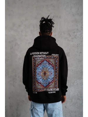 Kilim Desen Kapüşonlu - Siyah