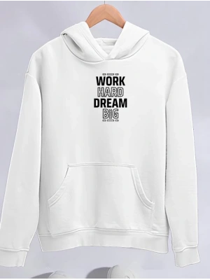 Kışlık Üç İplik Kapüşonlu SweatShirt - Beyaz -