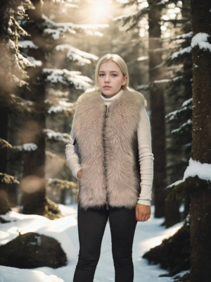 Kolsuz Fermuarlı Yelek - Kahve -