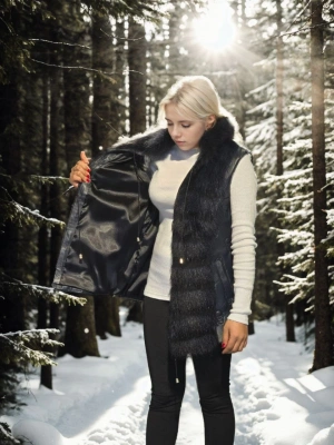 Kolsuz Fermuarlı Yelek - Lacivert -