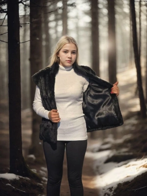 Kolsuz Hakiki Kürk - Siyah -