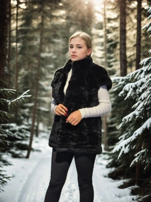 Kolsuz Hakiki Kürk - Siyah -