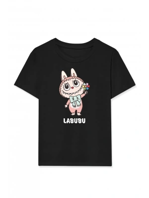 Labubu   Baskılı T-Shirt - Siyah -