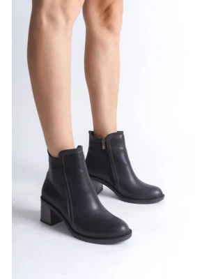 LARISSA Fermuarlı Ortopedik Taban Topuklu Kadın Bot  CST - Siyah
