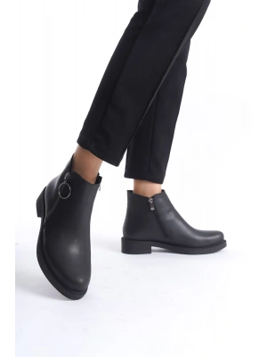MARGARET Fermuarlı Ortopedik Taban Topuklu Kadın Bot - CST - Siyah