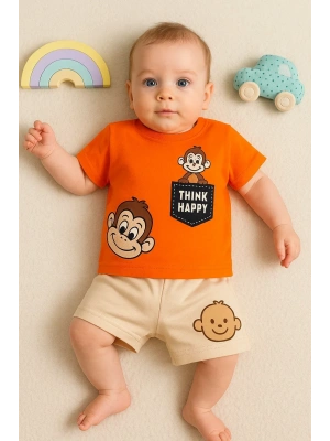 Maymun Desenli 2li Erkek Bebek Takım