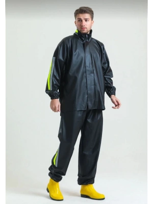 Motorcu Kurye Su Geçirmez Yağmurluk Takım - Siyah -