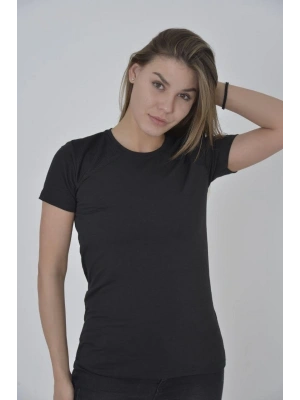 Omuz Fileli Slim Fit T-shirt - Siyah -