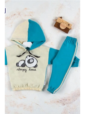 Panda Desenli Kapişonlu Erkek Bebek Takımı