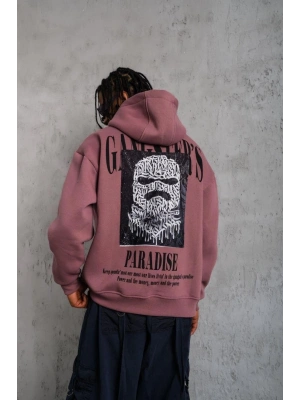 Paradise Baskılı Kapüşonlu Sweat - Gül Kurusu