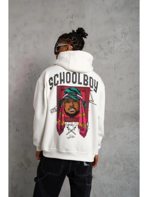 SCHOOL BOY Baskılı Kapüşonlu Sweat - Beyaz -